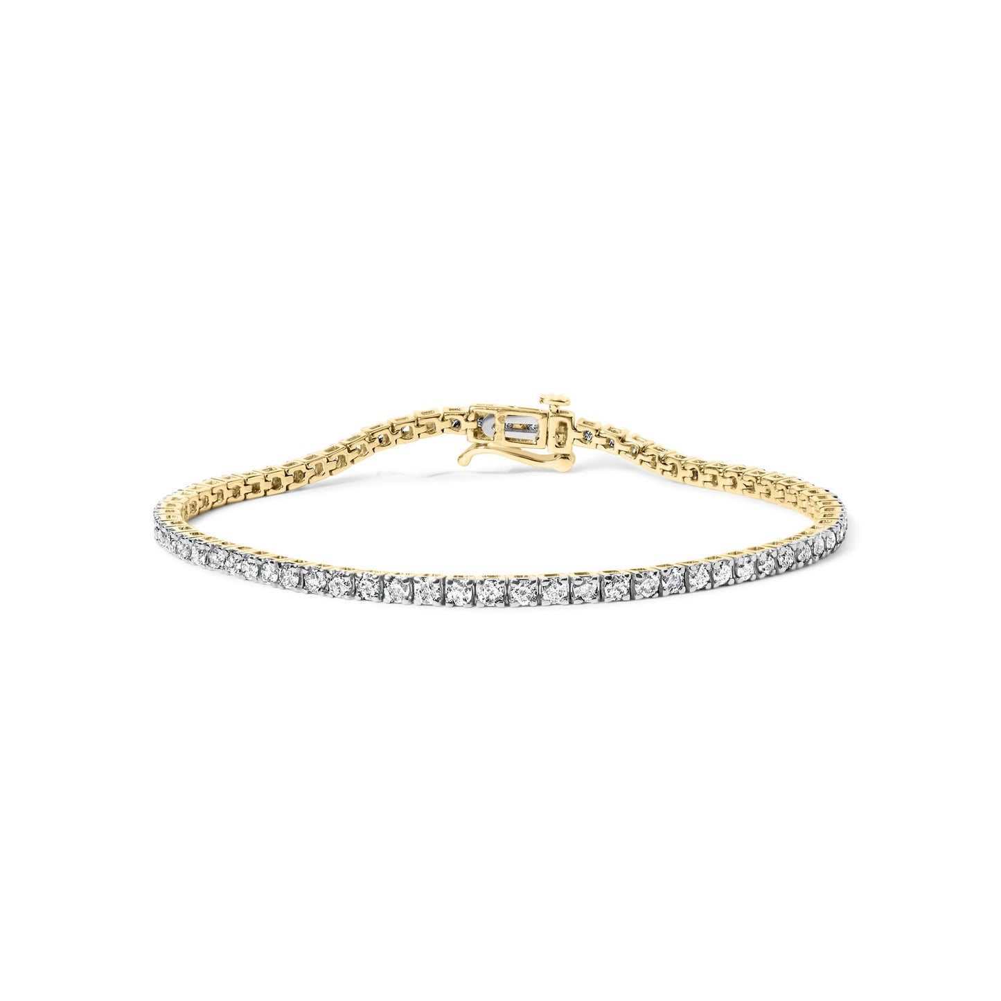 10K Yellow Gold Classic 3.0 Cttw Classic Diamond Tennis Bracelet (J-K Color, I2-I3 Clarity) - 7.25" Inches