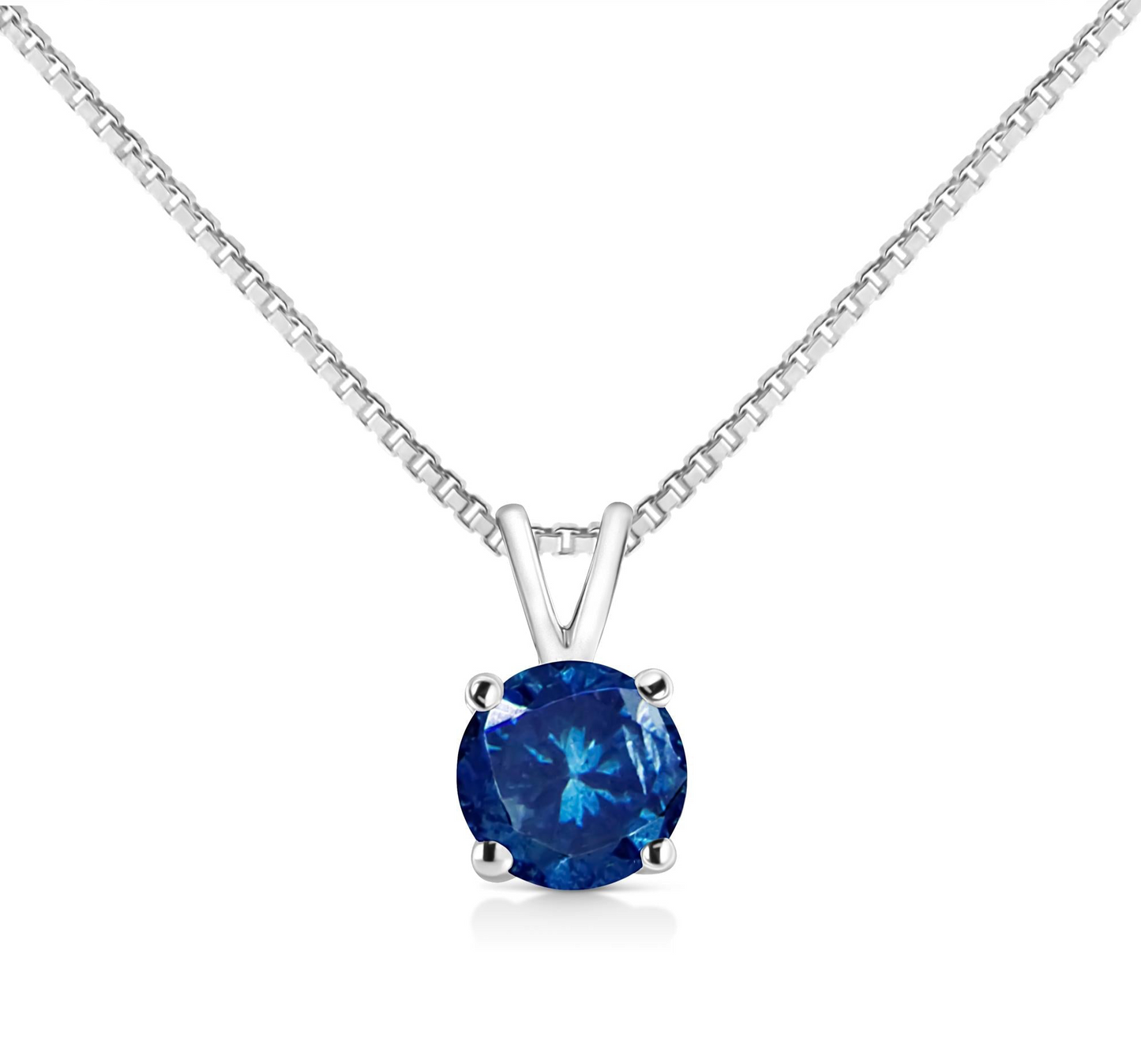 10K White Gold 1/4 Cttw Round Brilliant Cut Lab Grown Diamond 4-Prong Solitaire Pendant Necklace