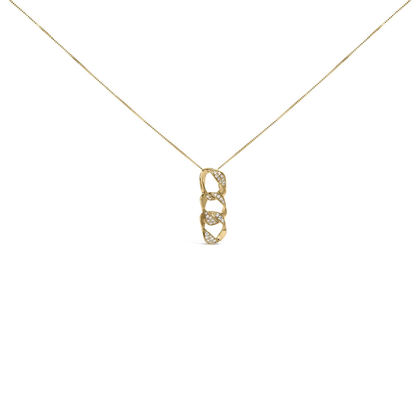 14K Yellow Gold Plated .925 Sterling Silver 1/6 Cttw Diamond Interlocking Triple Asymmetric Circle Hoop 18" Pendant Necklace (H-I Color, I1-I2 Clarity)-1