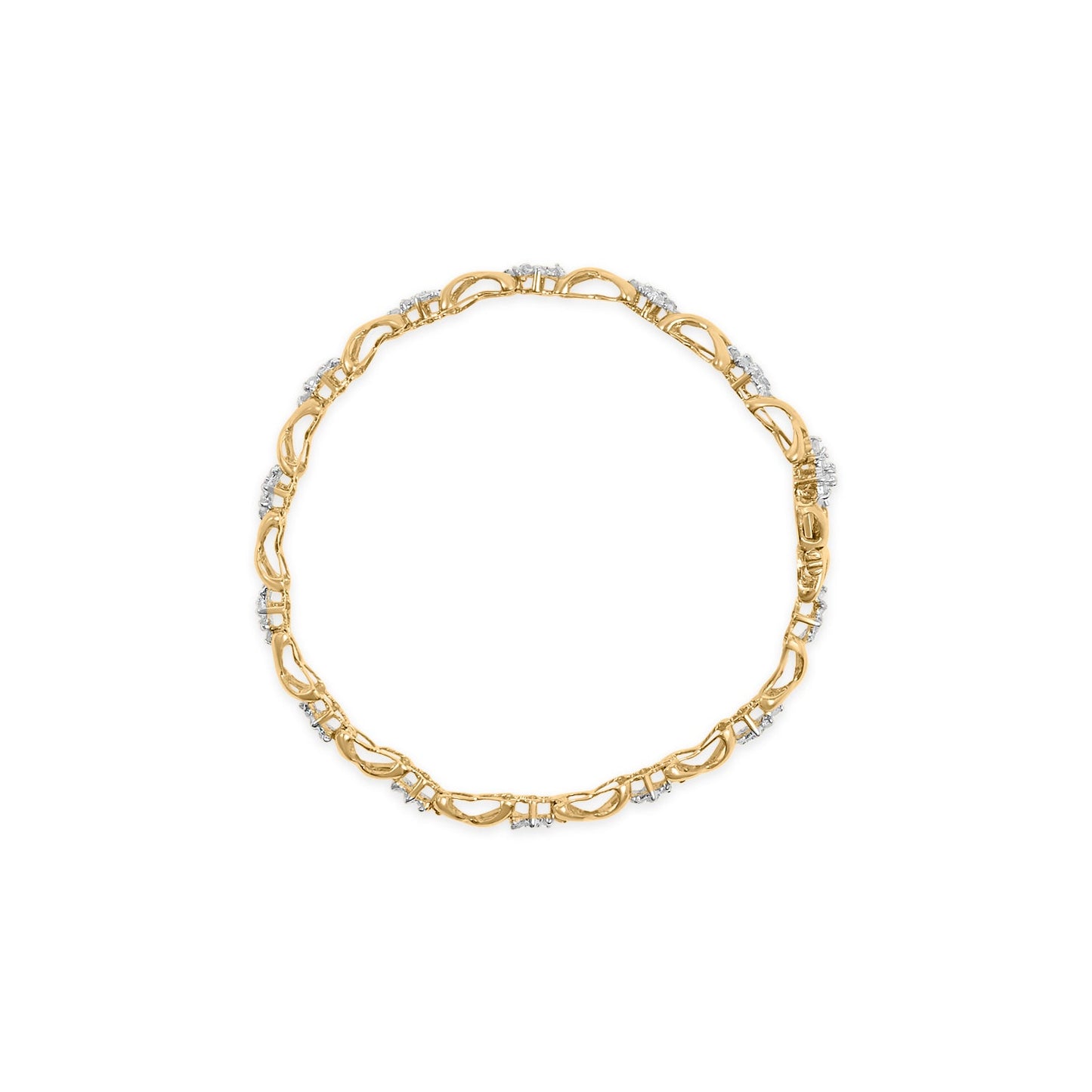 10k Yellow Gold Plated .925 Sterling Silver 2.00 Cttw Round-Cut Diamond Link 7" Bracelet (H-I Color, I2-I3 Clarity)-2