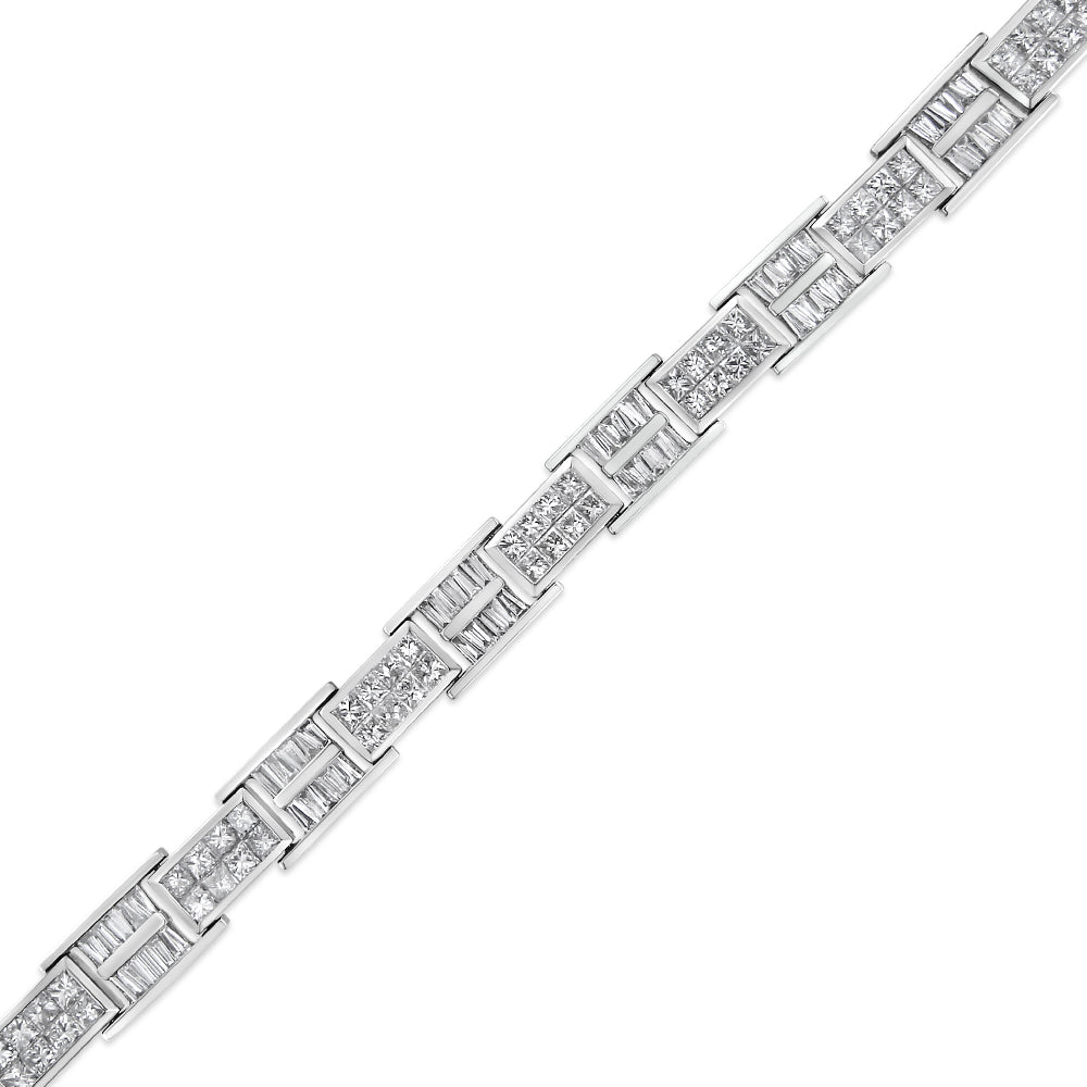 14K White Gold 10 5/8 Cttw Diamond Panel Link Bracelet - 7" Inches