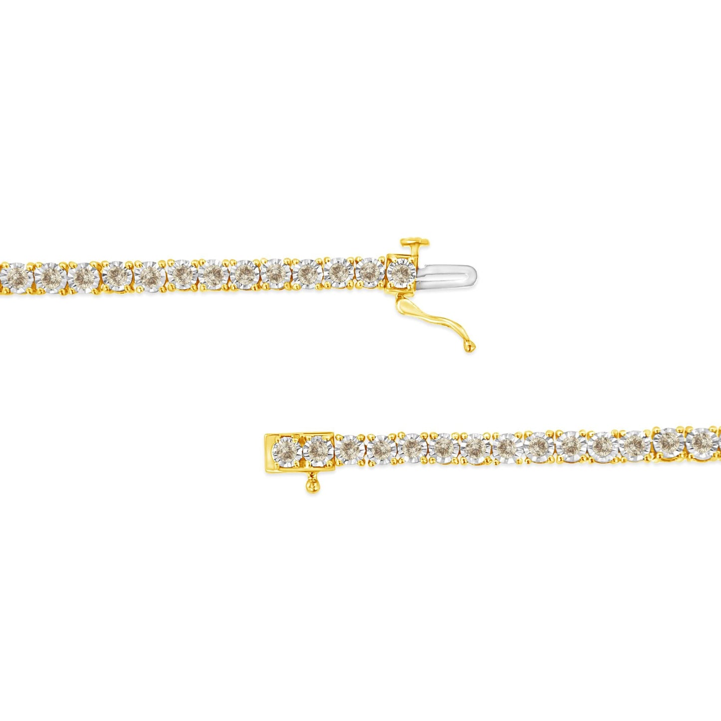 14K Yellow Gold Plated .925 Sterling Silver 3.0 Cttw Miracle-Set Diamond Tennis Bracelet (L-M Color, I2-I3 Clarity) - 7.25"-2