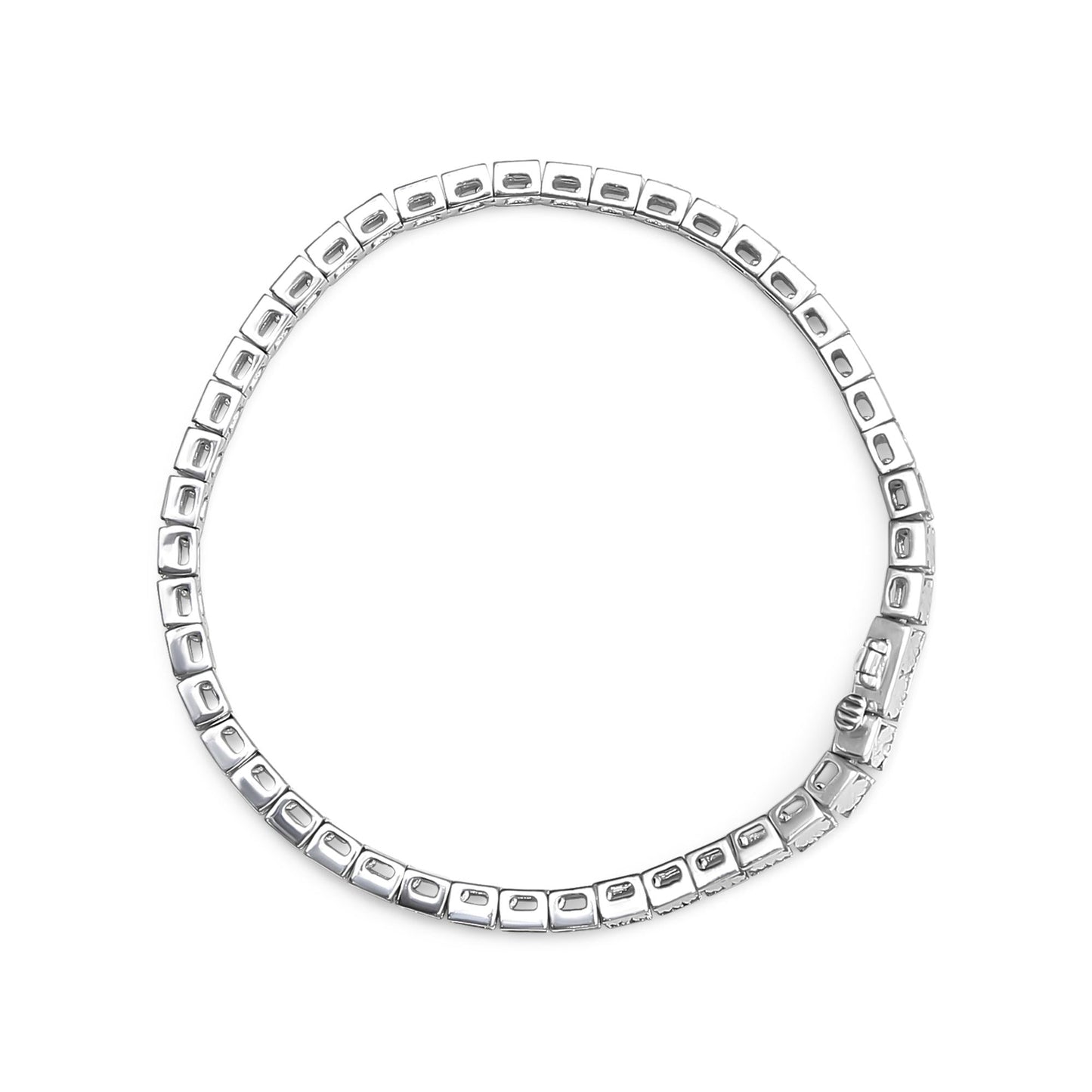 .925 Sterling Silver 1/4 Cttw Miracle Set Diamond and Bead Link 7.25" Tennis Bracelet (I-J Color, I2-I3 Clarity)-2