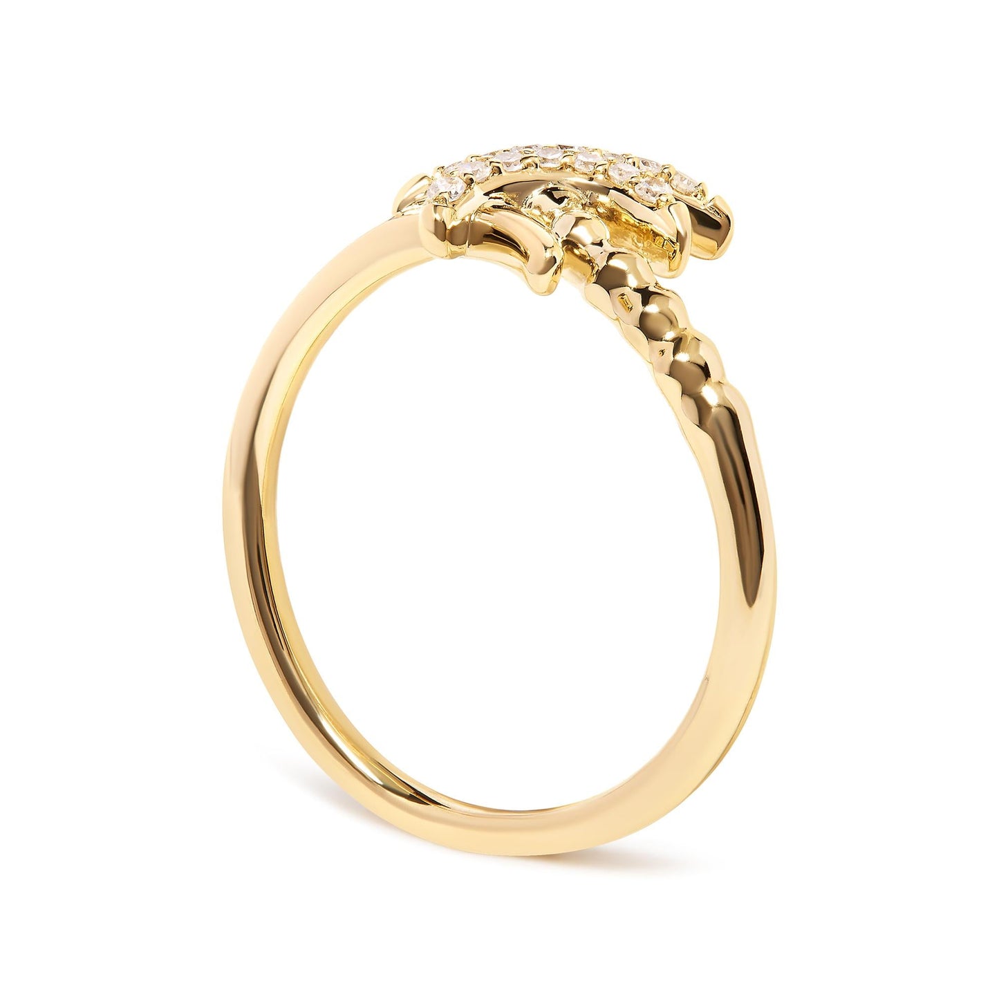10K Yellow Gold 1/10 Cttw Diamond Palm Tree Statement Ring (H-I Color, I1-I2 Clarity)