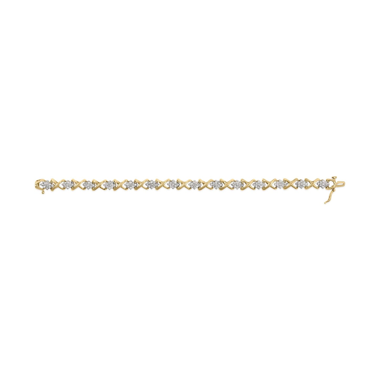 10k Yellow Gold Plated .925 Sterling Silver 2.00 Cttw Round-Cut Diamond Link 7" Bracelet (H-I Color, I2-I3 Clarity)-3