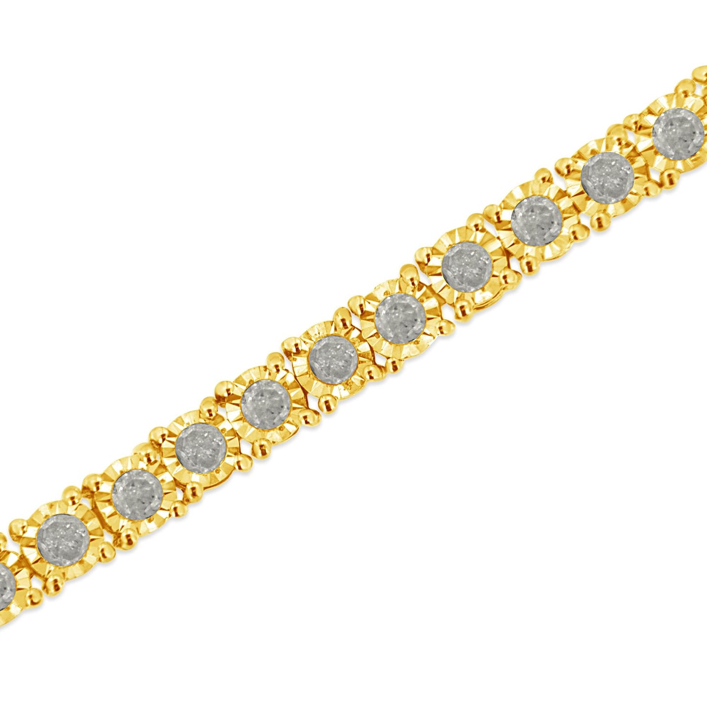 14K Yellow Gold Plated .925 Sterling Silver 3.0 Cttw Miracle-Set Diamond Tennis Bracelet (L-M Color, I2-I3 Clarity) - 7.25"-3