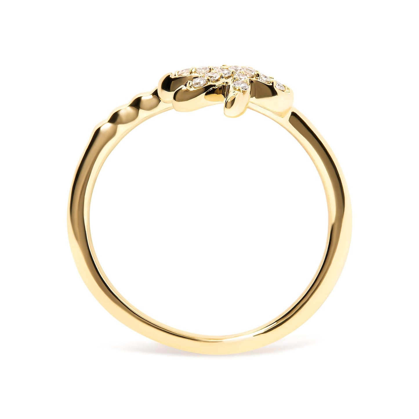 10K Yellow Gold 1/10 Cttw Diamond Palm Tree Statement Ring (H-I Color, I1-I2 Clarity)