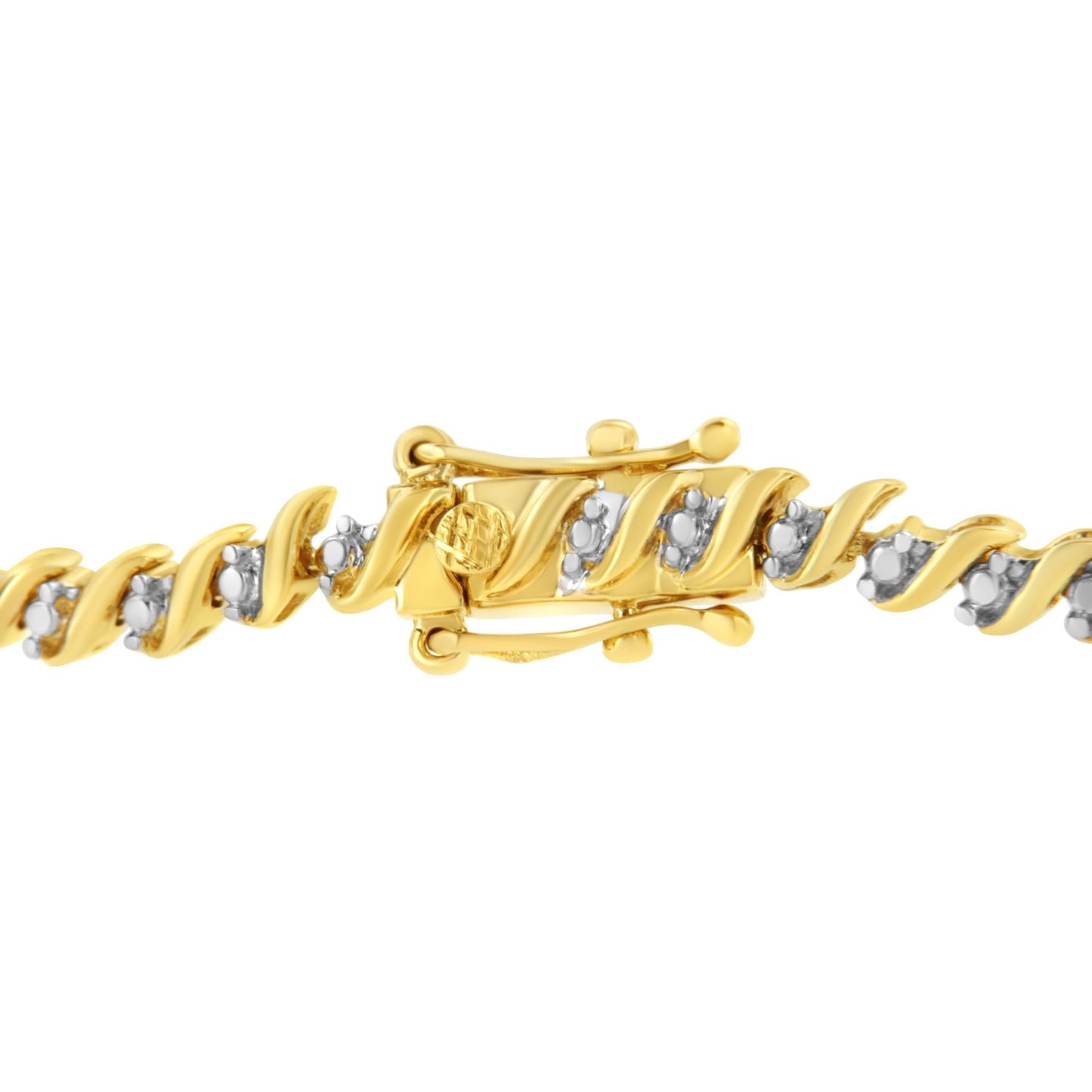 10K Yellow Gold Plated .925 Sterling Silver 1/2 Cttw 2-Prong Set Diamond S Link Tennis Bracelet (I-J Color, I3 Clarity)- 7.25"-4