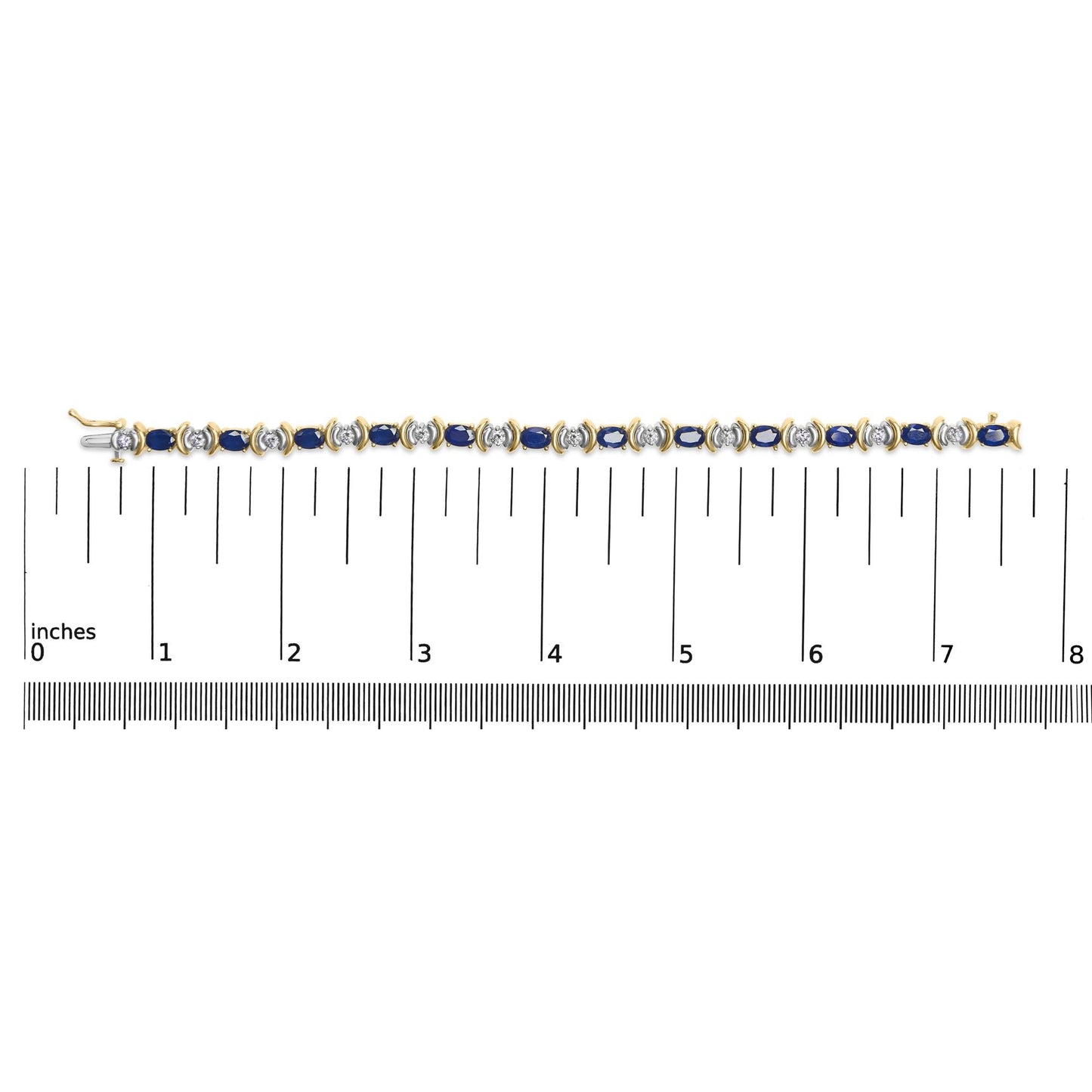 14K Yellow Gold 1.00 Cttw Alternating Diamond and 6 1/2 Cttw Oval Blue Sapphire Link Bracelet (H-I Color, SI1-SI2 Clarity) - 7" Inches-4