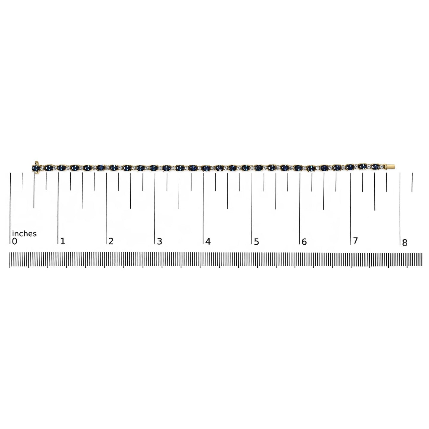 18K Yellow Gold 3/4 Cttw Diamond and 5 1/3 Cttw Oval Blue Sapphire Alternating Link Bracelet (G-H Color, VS1-VS2 Clarity) - 7.25" Inches