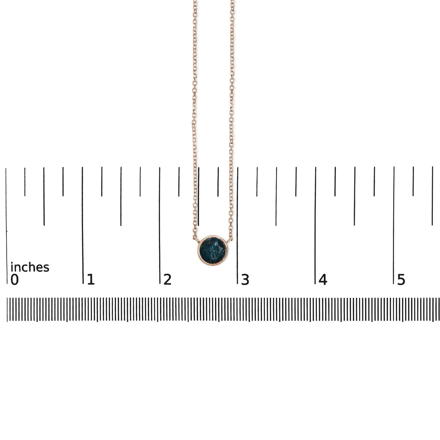 14K Rose Gold 2.0 Cttw Bezel Set Blue Diamond Solitaire Pendant Necklace - 18" Inches-4