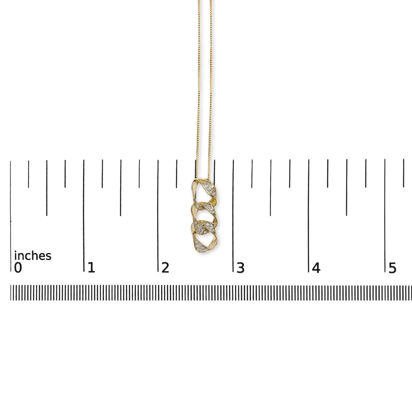14K Yellow Gold Plated .925 Sterling Silver 1/6 Cttw Diamond Interlocking Triple Asymmetric Circle Hoop 18" Pendant Necklace (H-I Color, I1-I2 Clarity)-4
