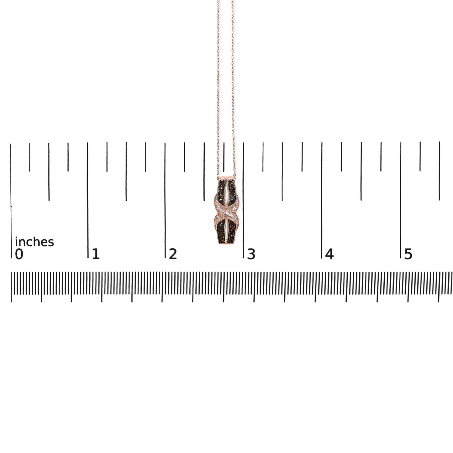 10K Rose Gold 1/4 Cttw White and Chocolate Brown Diamond Infinity Twist Pendant Necklace (I-J Color, I1-I2 Clarity)-4