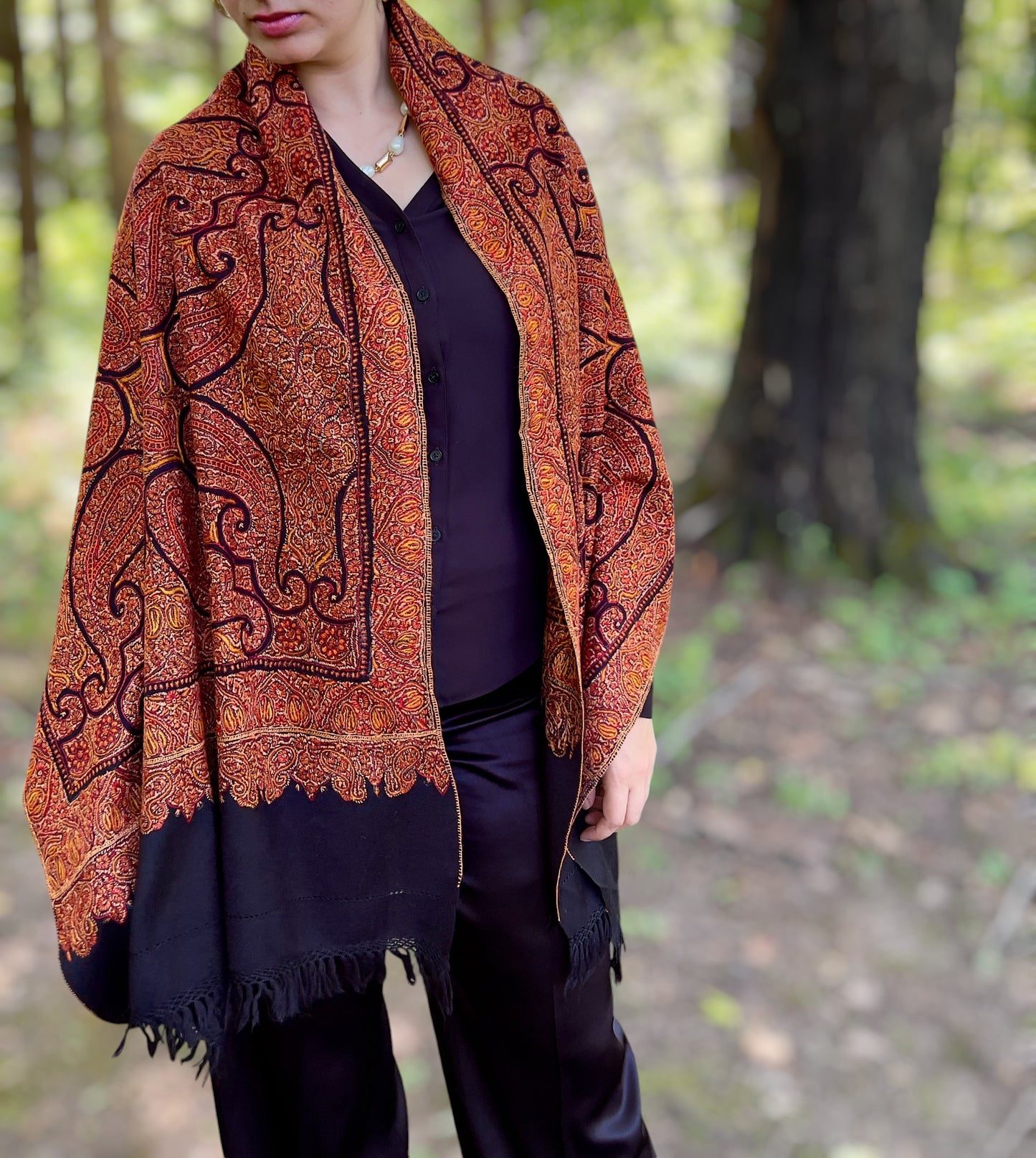 Limited Edition Hand Embroidered Wool Shawl-11
