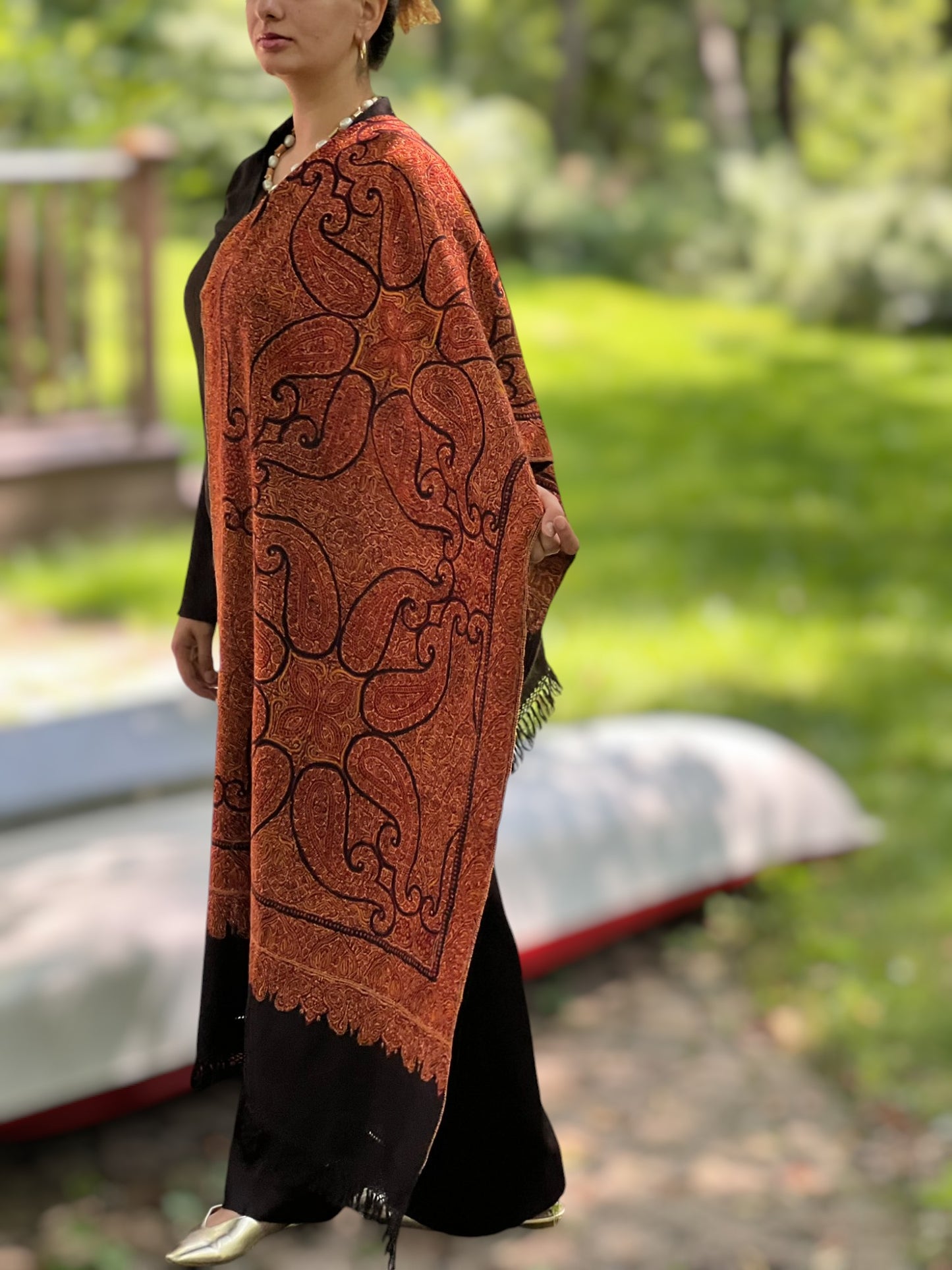 Limited Edition Hand Embroidered Wool Shawl-6