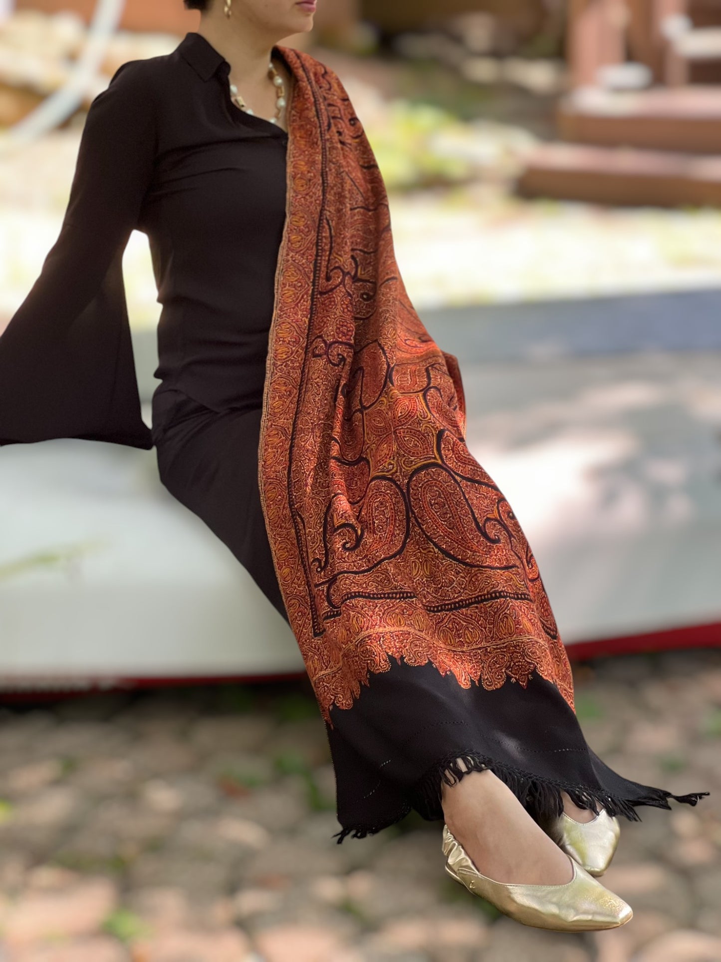 Limited Edition Hand Embroidered Wool Shawl-1
