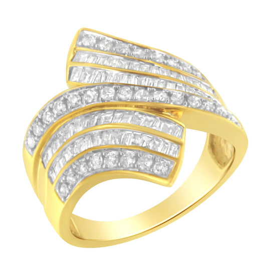 10K Yellow Gold Diamond Bypass Ring (1 1/7 Cttw, I-J Color, I1-I2 Clarity)-0