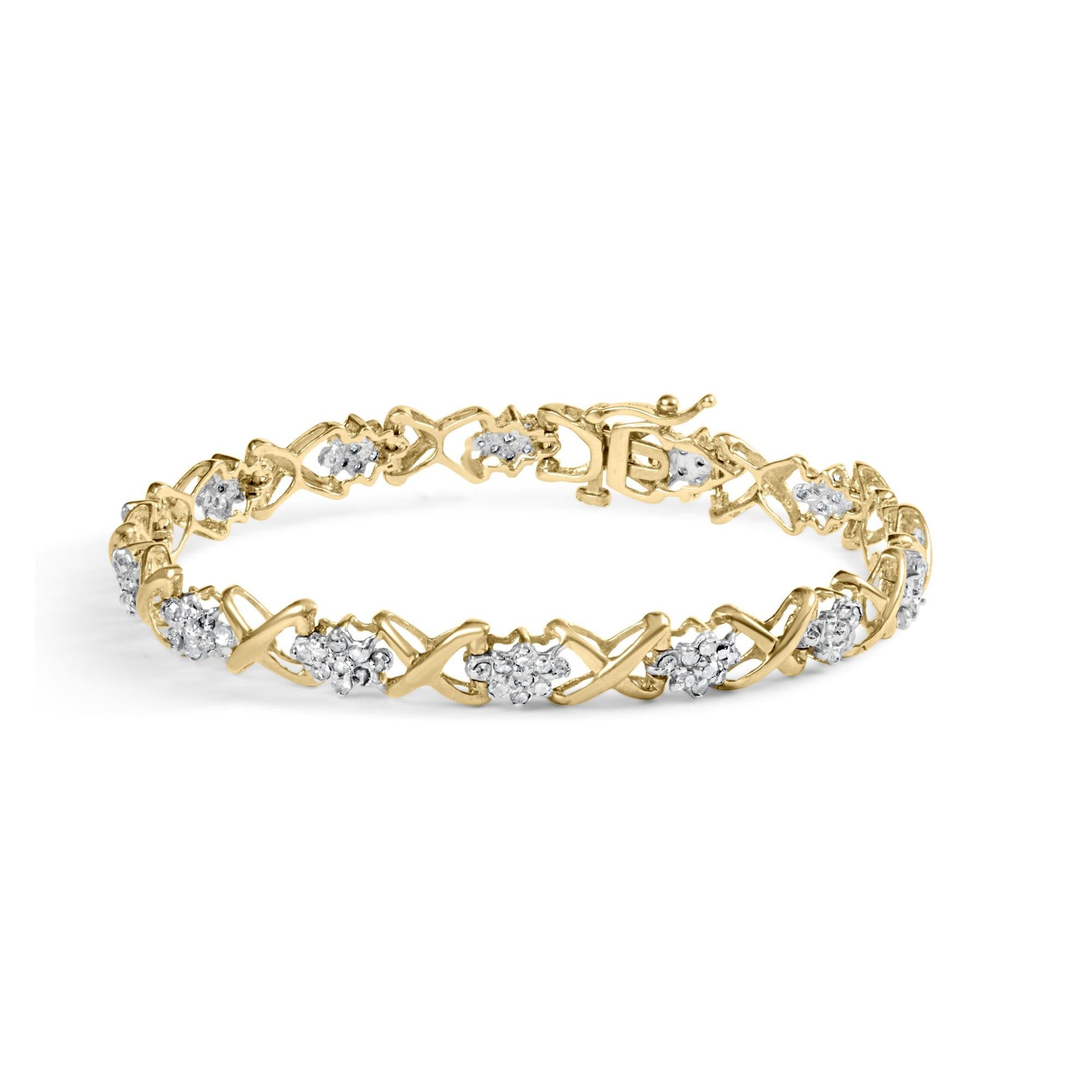 10k Yellow Gold Plated .925 Sterling Silver 2.00 Cttw Round-Cut Diamond Link 7" Bracelet (H-I Color, I2-I3 Clarity)-0