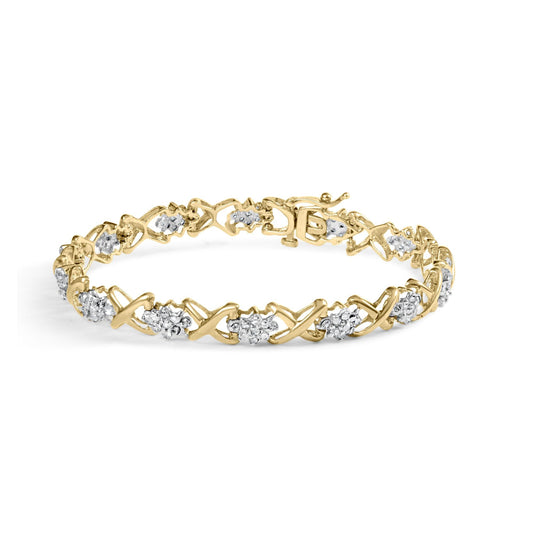 10k Yellow Gold Plated .925 Sterling Silver 2.00 Cttw Round-Cut Diamond Link 7" Bracelet (H-I Color, I2-I3 Clarity)-0