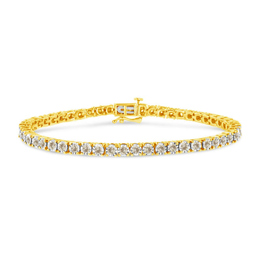 14K Yellow Gold Plated .925 Sterling Silver 3.0 Cttw Miracle-Set Diamond Tennis Bracelet (L-M Color, I2-I3 Clarity) - 7.25"-0