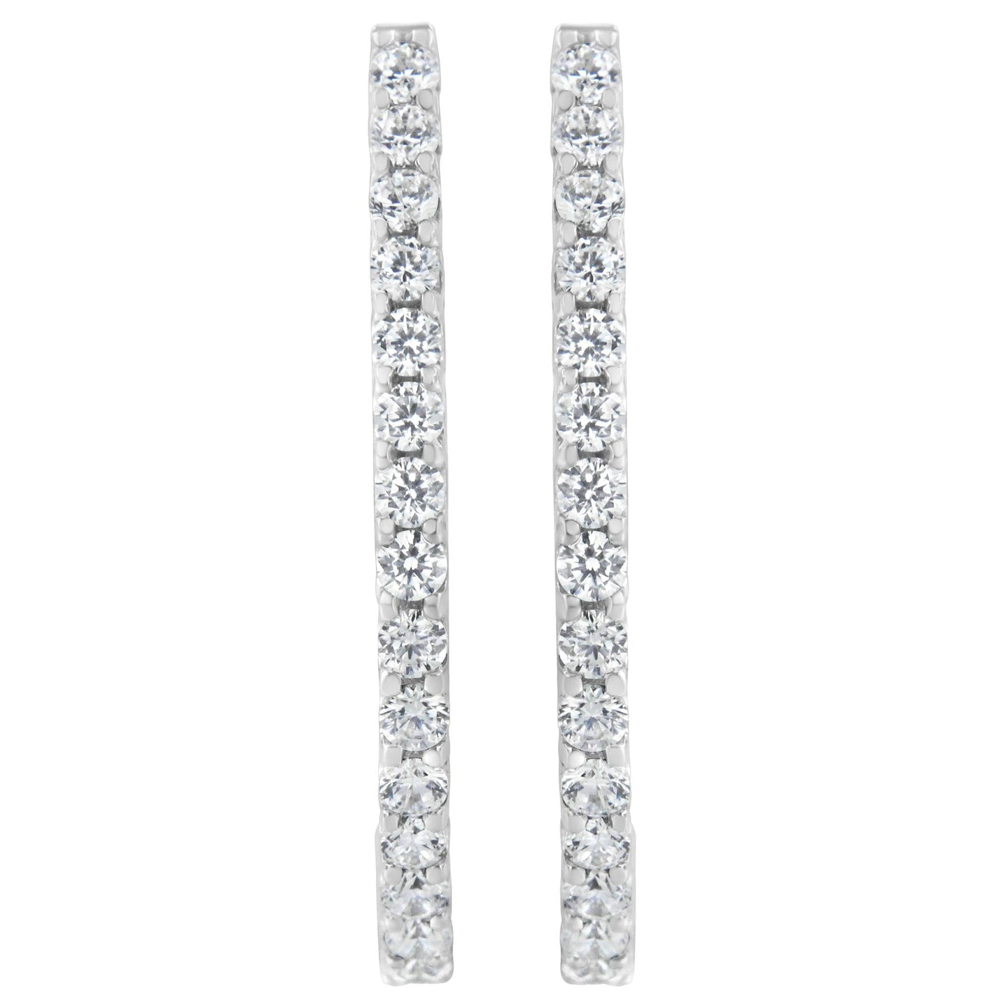14K White Gold 2.0 Cttw Round Brilliant Cut Diamond Oblong Hinged Leverback Hoop Earrings (I-J Color, I1-I2 Clarity)-0