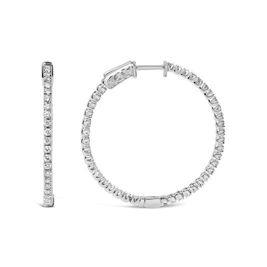 14K White Gold 1 1/2 Cttw Lab Grown Diamond Inside Out Hoop Earrings (G-H Color, VS2-SI1 Clarity)-0