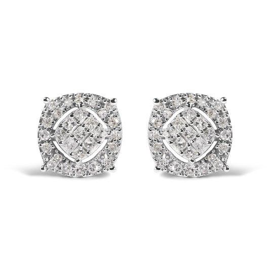 10K White Gold 1/2 Cttw Diamond Cushion Shaped Composite Stud Earrings (I-J Color, I1-I2 Clarity)-0