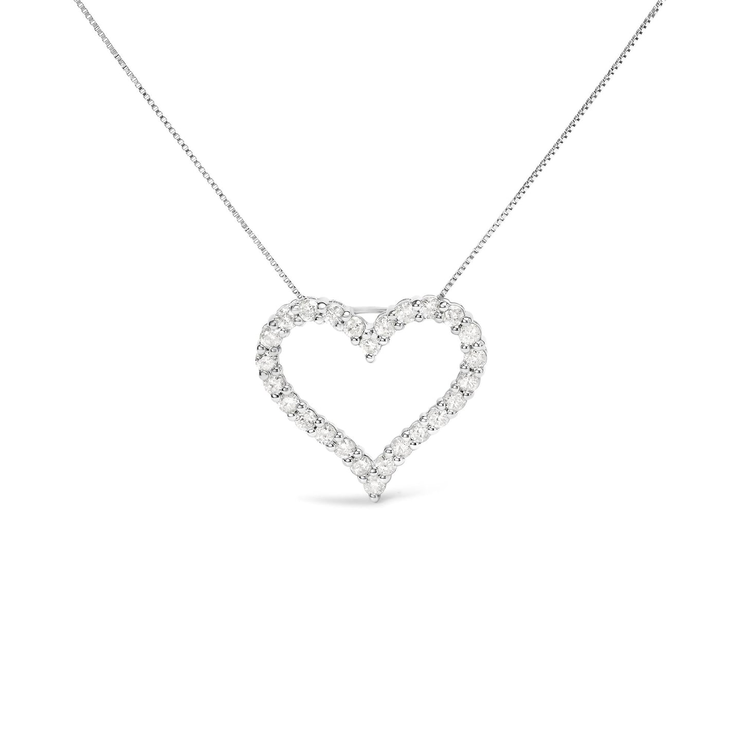 .925 Sterling Silver 2.0 Cttw Diamond Open Heart 18" Pendant Necklace (I-J Color, I2-I3 Clarity)-0