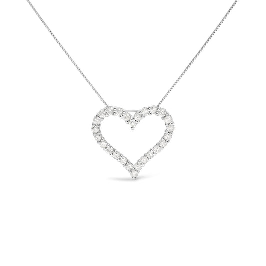 .925 Sterling Silver 2.0 Cttw Diamond Open Heart 18" Pendant Necklace (I-J Color, I2-I3 Clarity)-0
