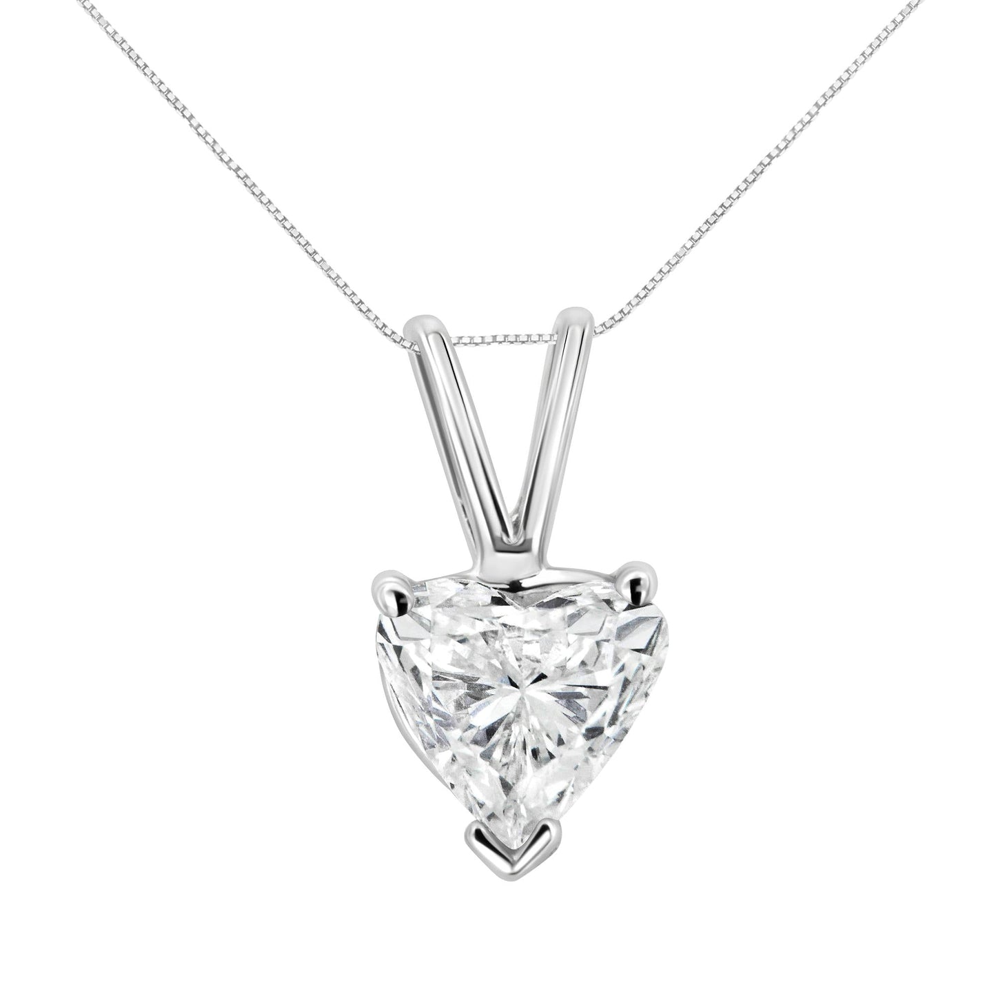 10K White Gold Diamond 3 Stone Trio Heart Stud Earring (I-J Color, I1-I2 Clarity)-2