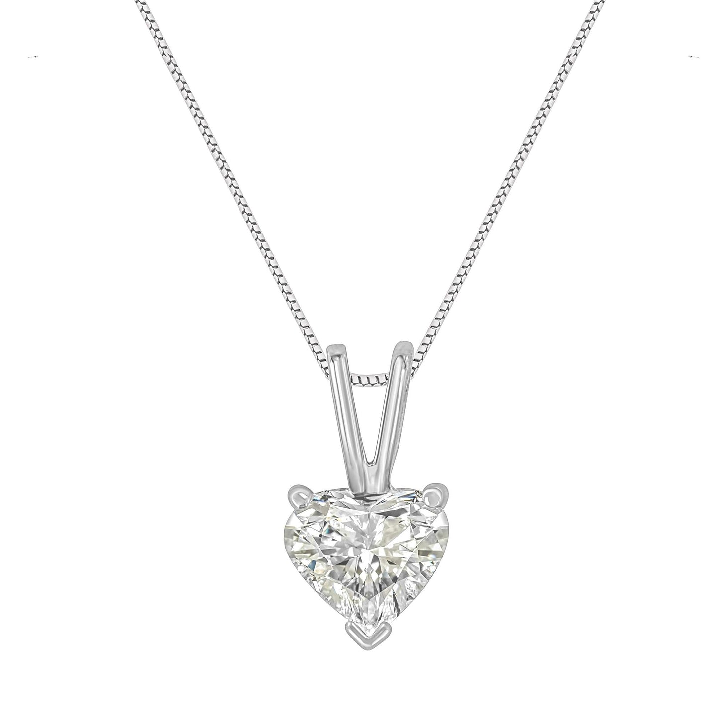 10K White Gold Diamond 3 Stone Trio Heart Stud Earring (I-J Color, I1-I2 Clarity)-3