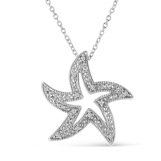 .925 Sterling Silver Prong-Set Diamond Accent Starfish 18" Pendant Necklace (I-J Color, I1-I2 Clarity)-0