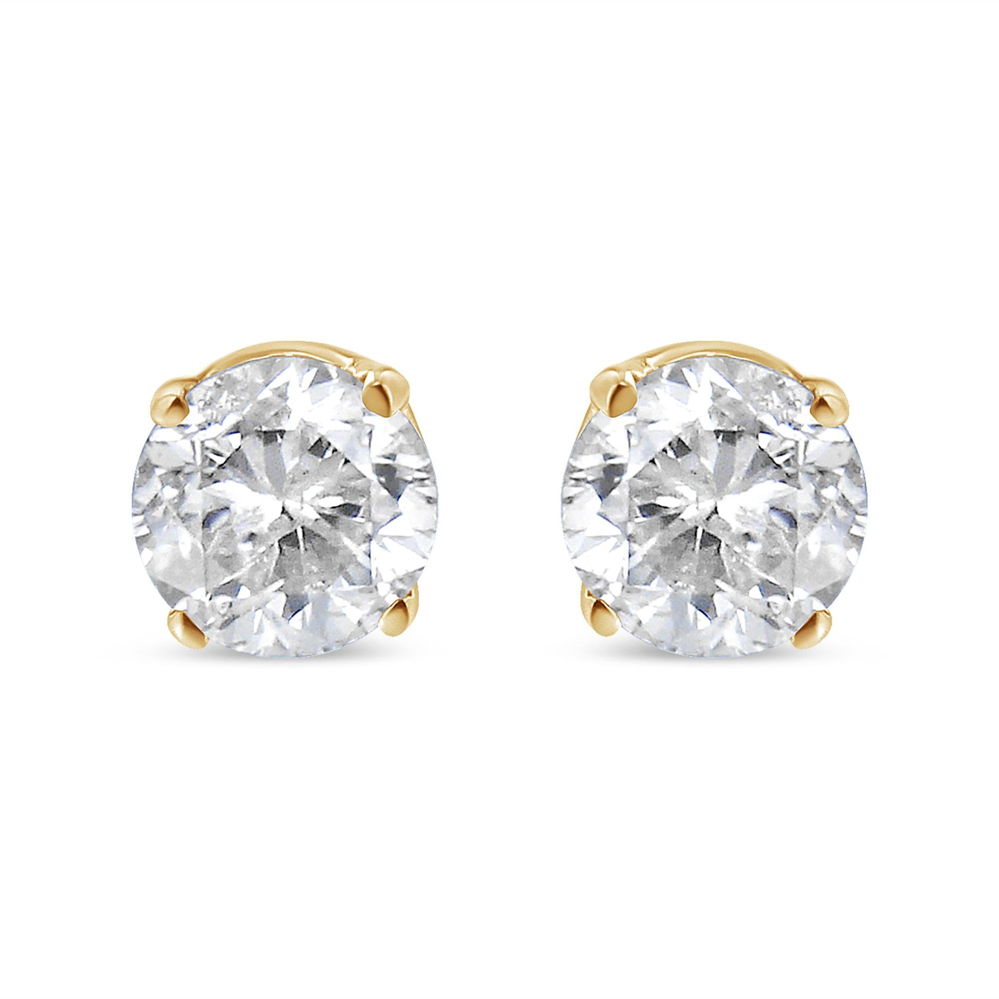 14K Yellow Gold 1/2 Cttw Round-Cut Diamond Solitaire Stud Earrings (O-P Color, SI2-I1 Clarity)-2