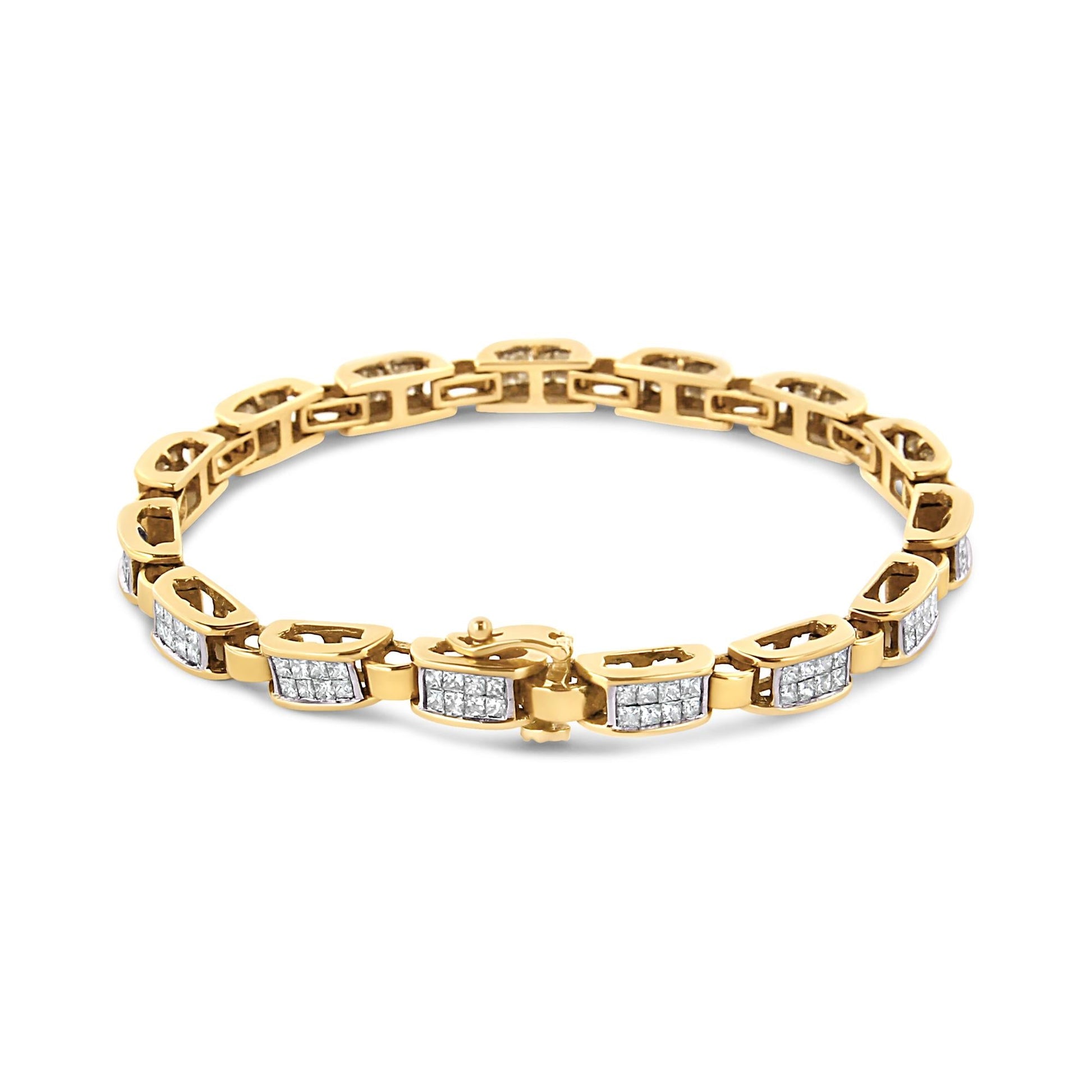 14K Yellow Gold 2 1/2 Cttw Princess-Cut Diamond Link Tennis Bracelet (H-I Color, SI2-I1 Clarity) - 7.25"-1