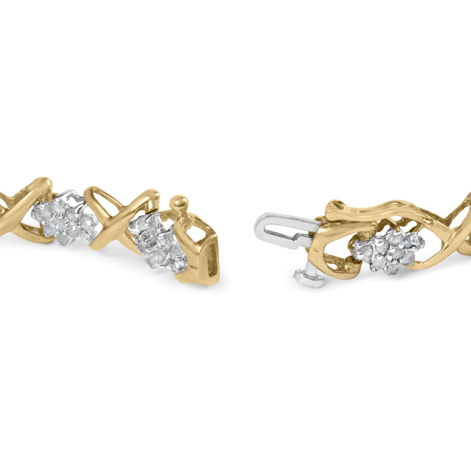 10k Yellow Gold Plated .925 Sterling Silver 2.00 Cttw Round-Cut Diamond Link 7" Bracelet (H-I Color, I2-I3 Clarity)-1
