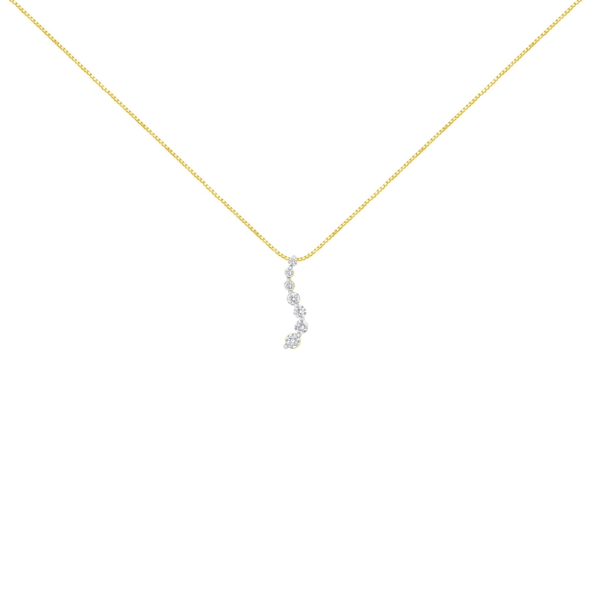 AGS Certified 14K Yellow Gold 2.0 Cttw Baguette and Brilliant Round-Cut Diamond Journey 18" Pendant Necklace (F-G Color, I1-I2 Clarity)-1