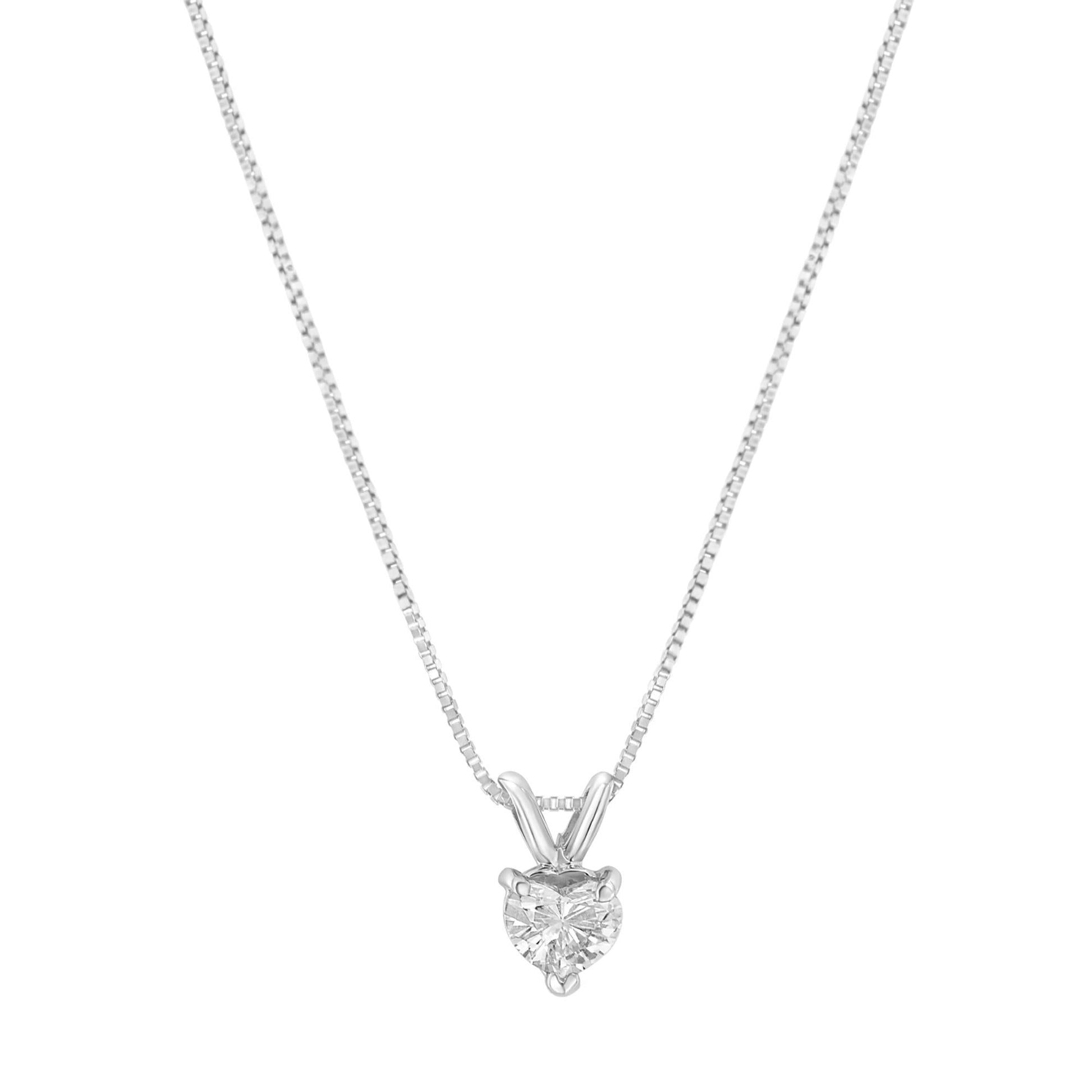 10K White Gold Diamond 3 Stone Trio Heart Stud Earring (I-J Color, I1-I2 Clarity)-4