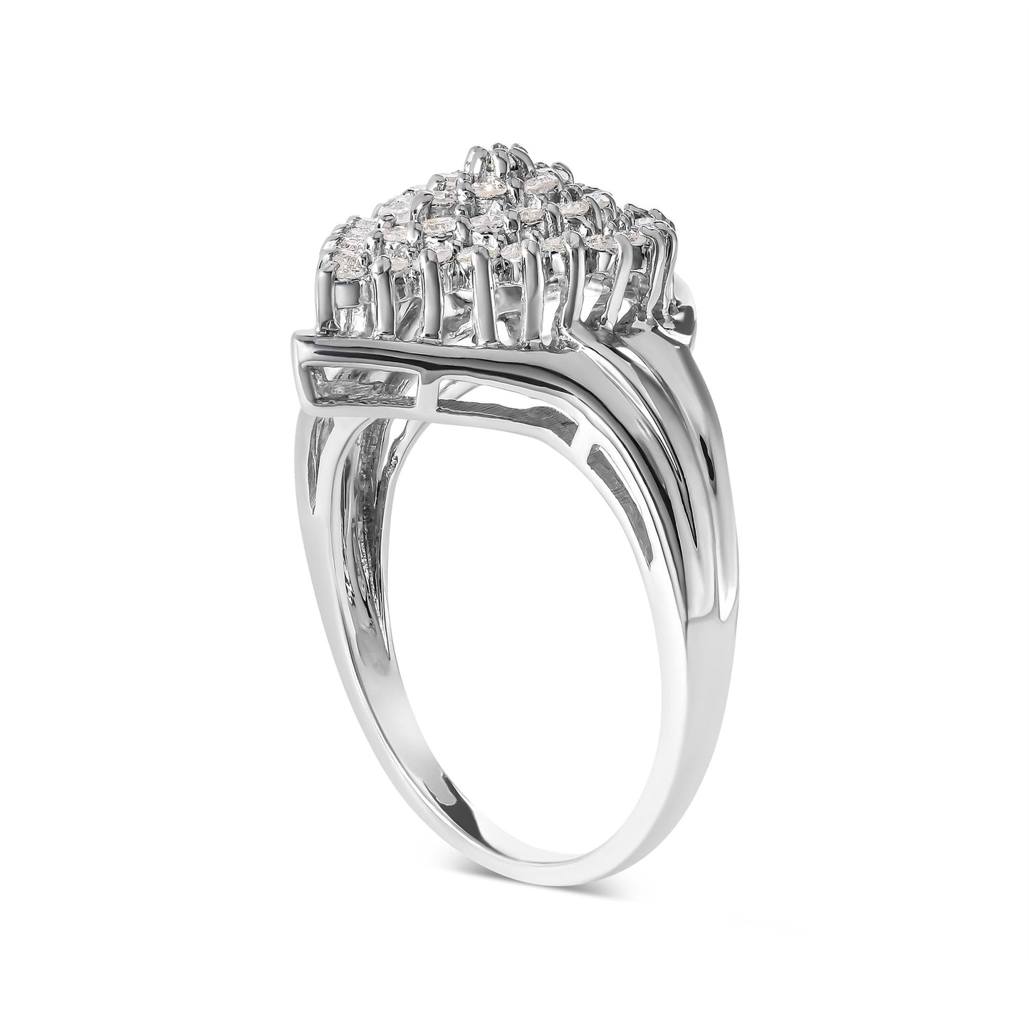 10K White Gold 1/2 Cttw Diamond Pear Shaped Cluster Ring (H-I Color, I1-I2 Clarity)-2