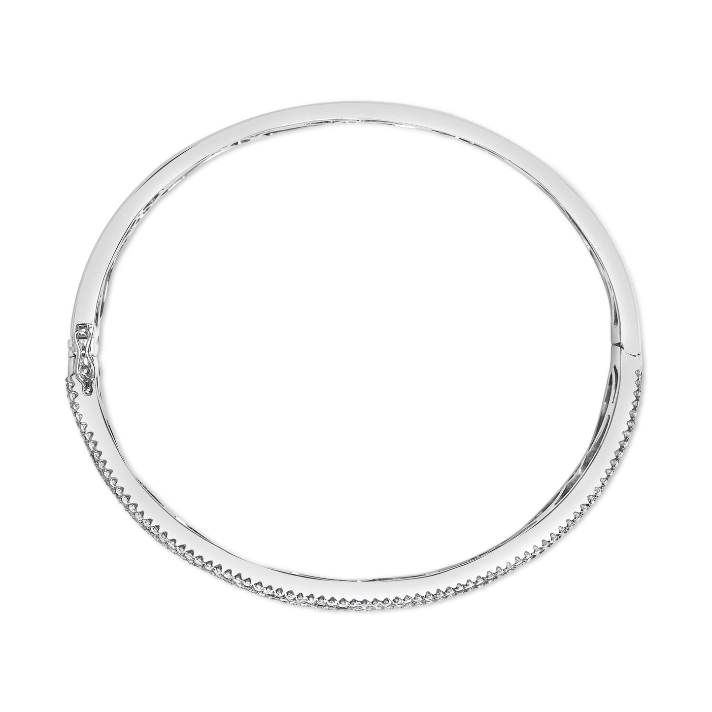 18K White Gold Alternating Diamond and 8.00 Cttw Princess Cut Blue Sapphire Multi Row Bangle Bracelet (G-H Color, VS1-VS2 Clarity) - 7" Inches-2