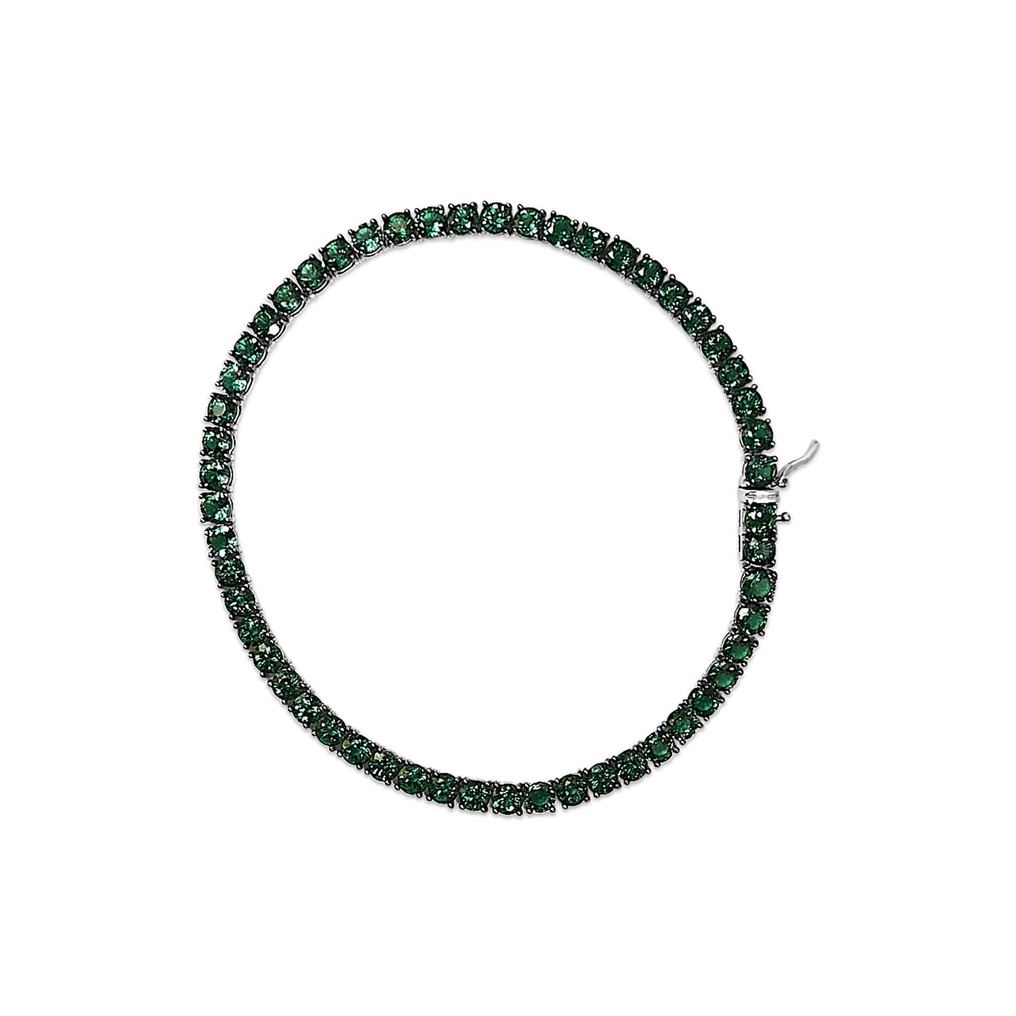Men's .925 Sterling Silver Created Green Emerald Tennis Bracelet - 8.5" Inches-2