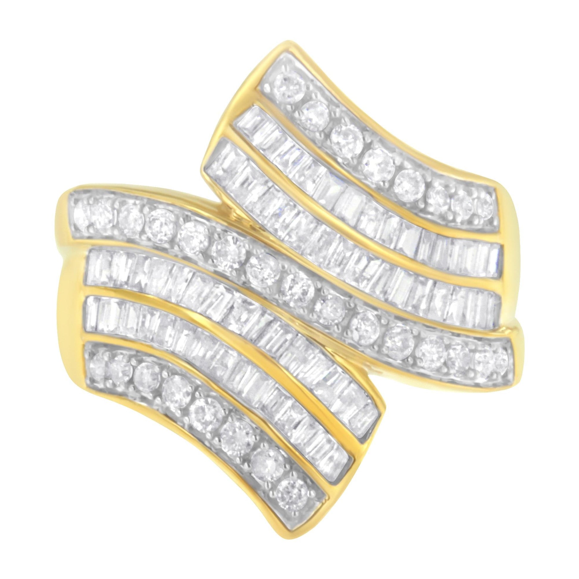 10K Yellow Gold Diamond Bypass Ring (1 1/7 Cttw, I-J Color, I1-I2 Clarity)-2