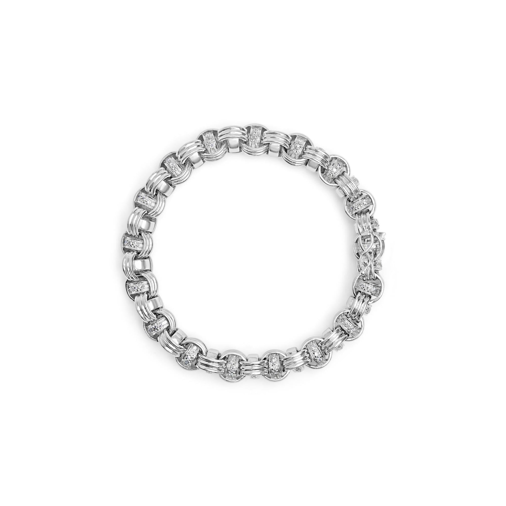 14K White Gold 1/2 Cttw Diamond Knotted Byzantine Link Bracelet (H-I Color, I2-I3 Clarity) - 7" Inches-2
