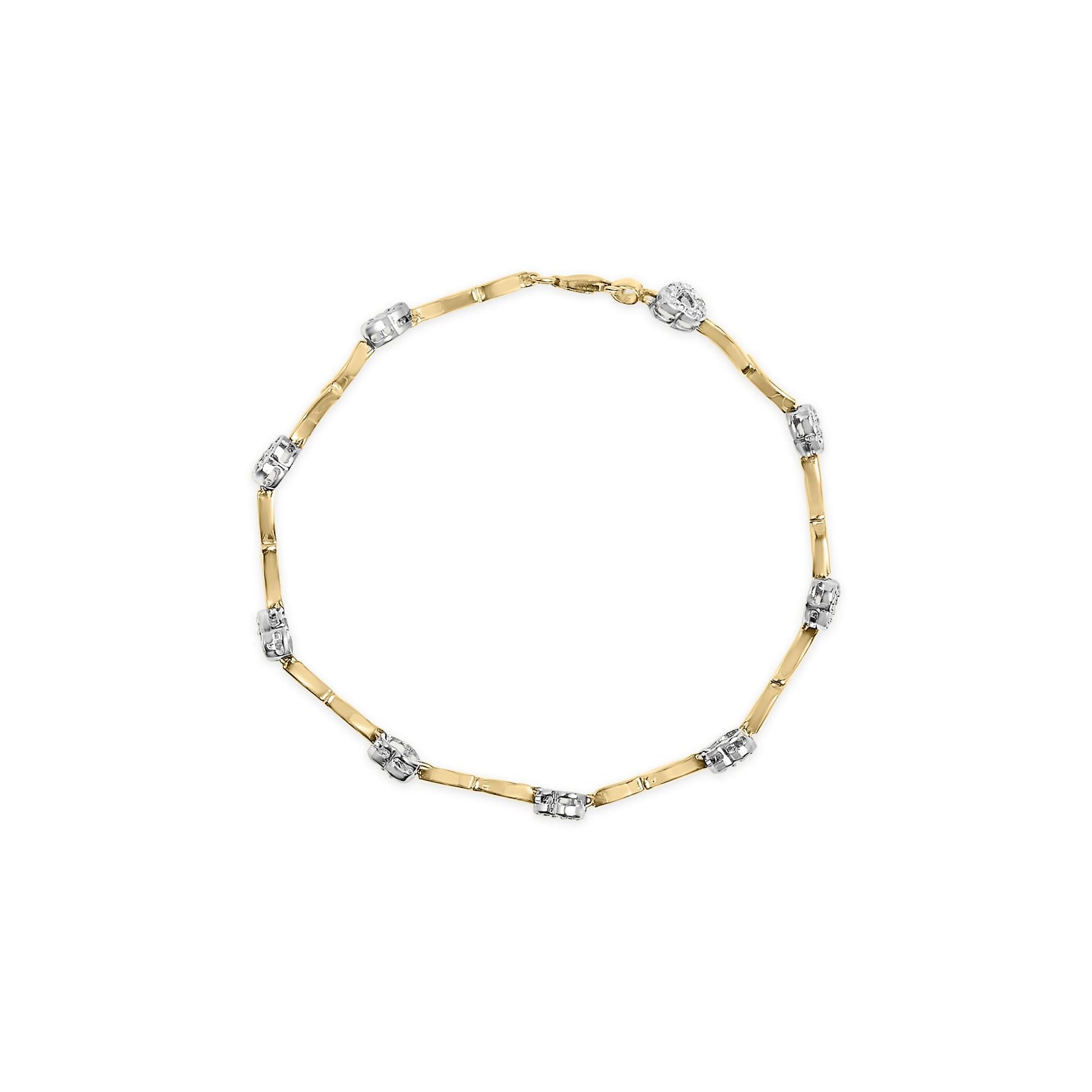 10k Two-Tone Gold 1/3 Cttw Diamond Pave Set Heart S-Link 7.25" Bracelet (I-J Color, I2-I3 Clarity)-2