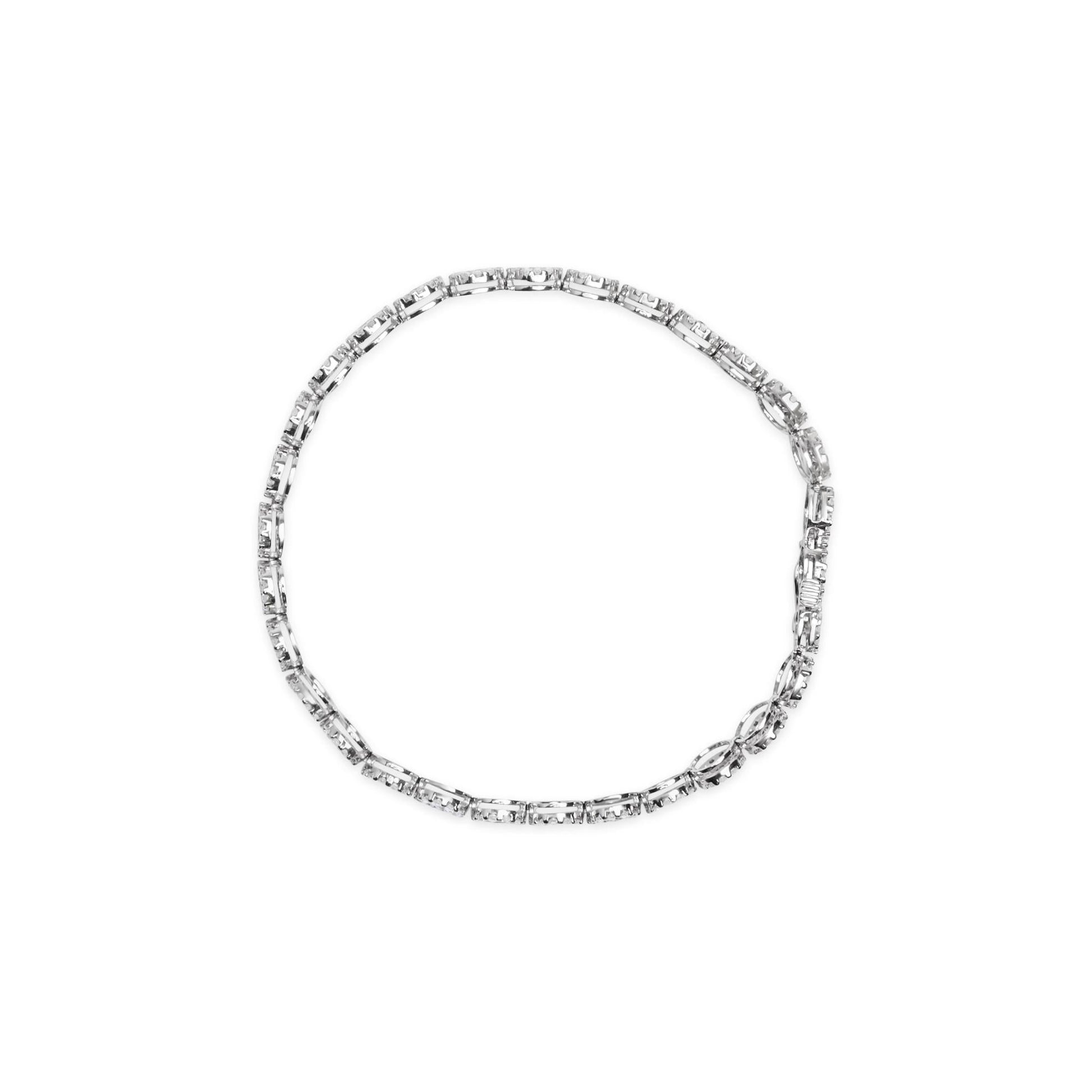 14K White Gold 2.00 Cttw Diamond Halo Link Tennis Bracelet (H-I Color, I1-I2 Clarity) - 7" Inches-2