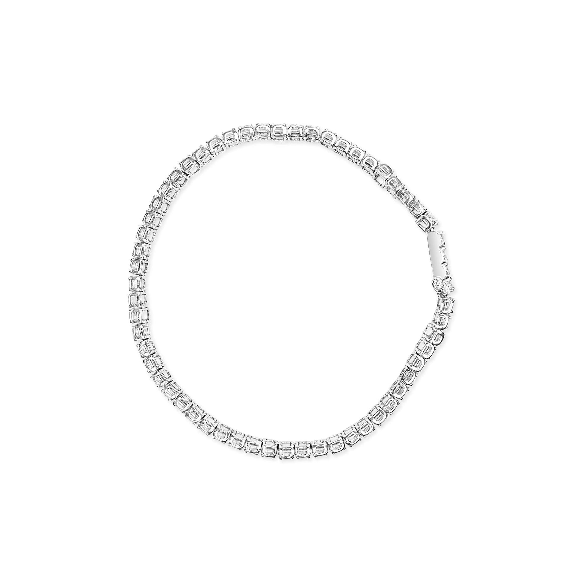 .925 Sterling Silver 1.0 Cttw Diamond Collar Line Link Bracelet (I-J Color, I1-I2 Clarity) - Size 7.25" Inches-2