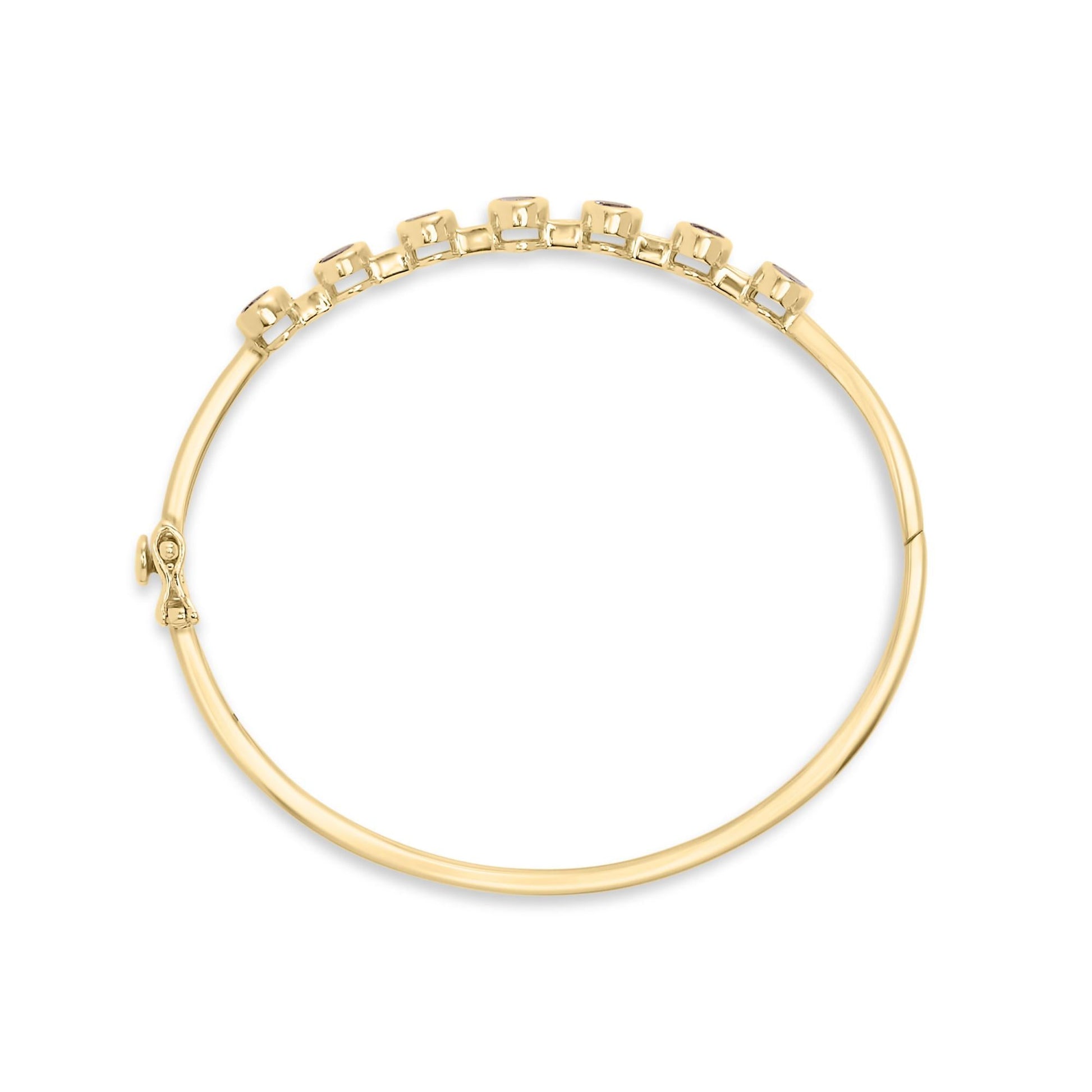 14K Yellow Gold Alternating Bezel Set 5MM Oval Shaped Tanzanite and 1/5 Cttw Diamond Bangle Bracelet (H-I Color, VS2-SI1 Clarity) - Fit's wrists up to 7.25" Inches-2