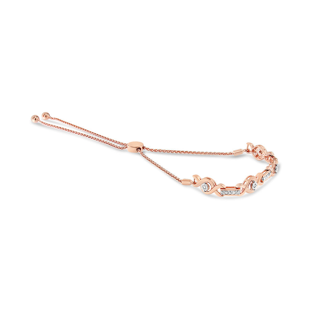 .925 Sterling Silver Channel Set Diamond Accent Twist 4”-10” Adjustable Bolo Bracelet (I-J Color, I3 Clarity)-4