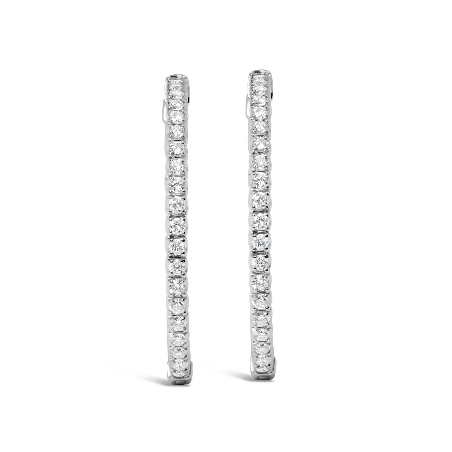 14K White Gold 1 3/4 Cttw Lab Grown Diamond Inside Out Hoop Earrings (G-H Color, VS2-SI1 Clarity)-2