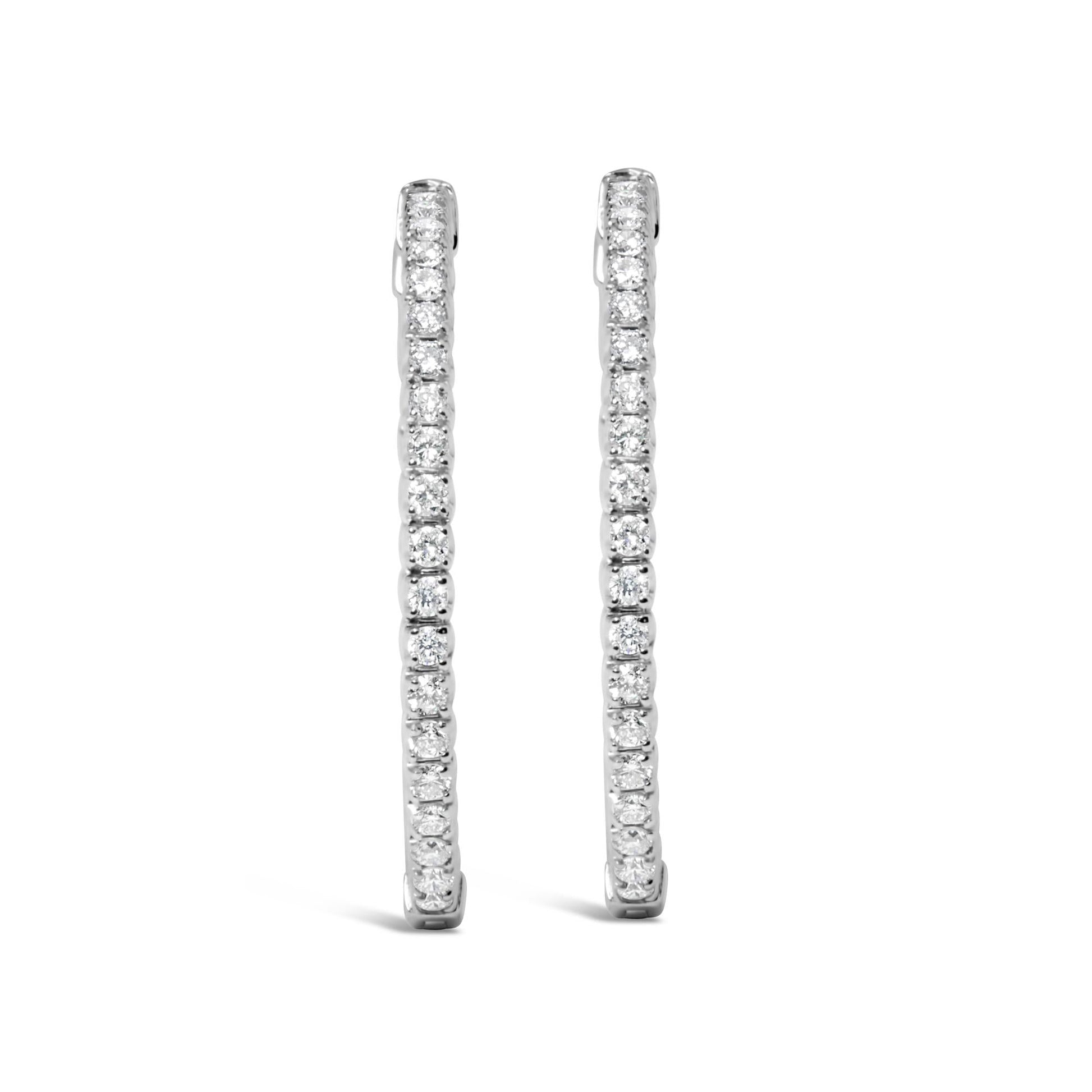 14K White Gold 1 3/4 Cttw Lab Grown Diamond Inside Out Hoop Earrings (G-H Color, VS2-SI1 Clarity)-2