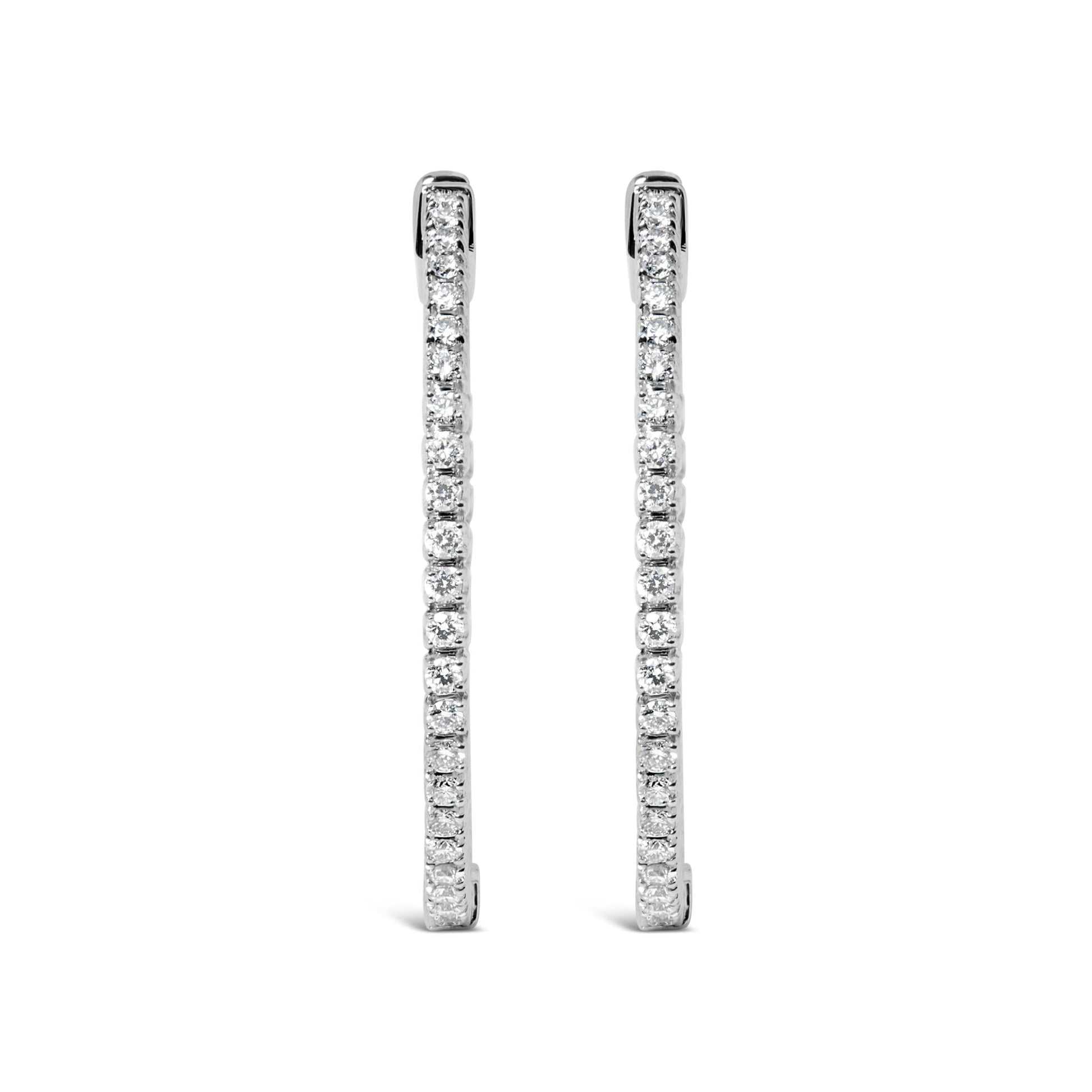 14K White Gold 1 1/2 Cttw Lab Grown Diamond Inside Out Hoop Earrings (G-H Color, VS2-SI1 Clarity)-2